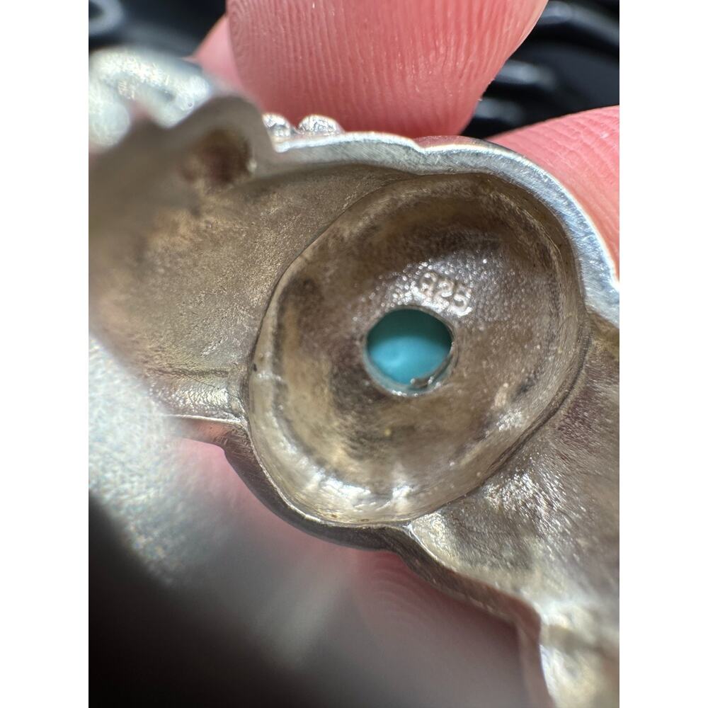 Vintage Southwestern Turquoise Oval Cut Filigree 925 Sterling Silver Ring Sz 7.5 - Picture 11 of 12